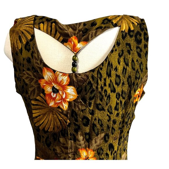 Vintage Floral Racerback Boho Maxi Dress Sz 12 by Scarlett Green Animal Print - Picture 15 of 15